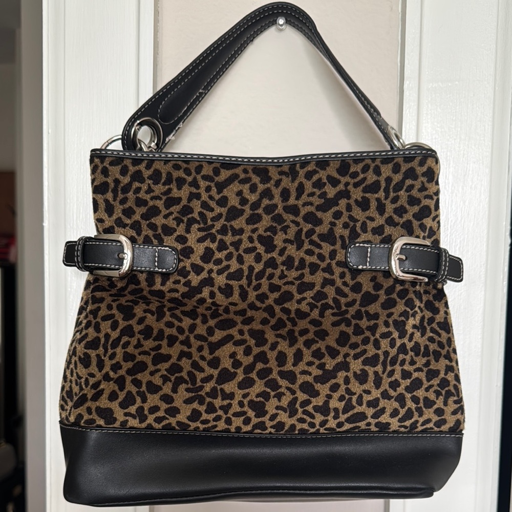 Tommy Hilfiger Leather & Leopard Print Tote Bag